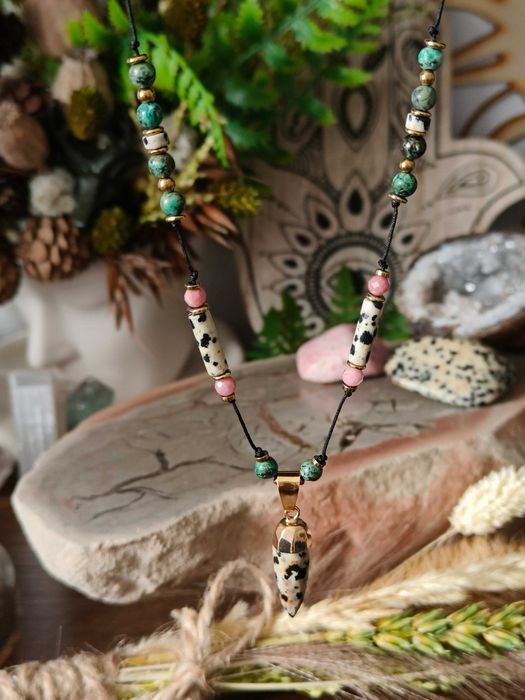 Podwójny naszyjnik kamienie naturalne