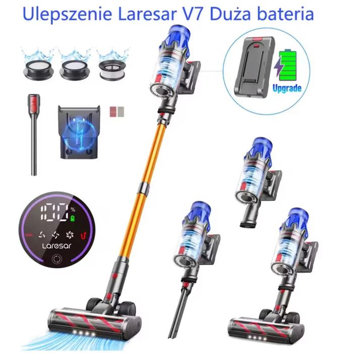 Nowy odkurzacz pionowy Laresar V7S 650W 75kPa 90 min