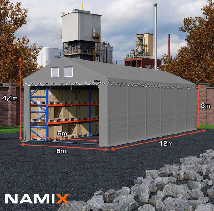 Namiot PRESTIGE 8x12-3m przemysłowy magazynowy MOCNY PVC 560g