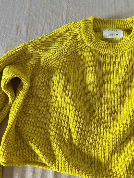 Camisola curta de malha grossa Zara amarelo-lima, 13-14 anos