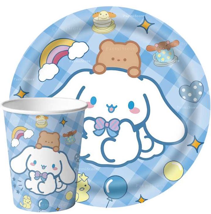 Cinnamoroll zestaw urodziny kubki talerze 40 elem. kubeczki talerzyki