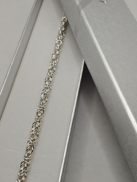 Srebrna bransoletka, królewski splot, próba 925, długość 20 cm