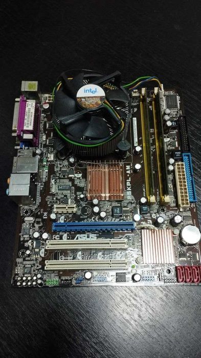 775 комплект Asus P5KPL-AM + Xeon 4 ядра +cooler+2gb ddr2+планка