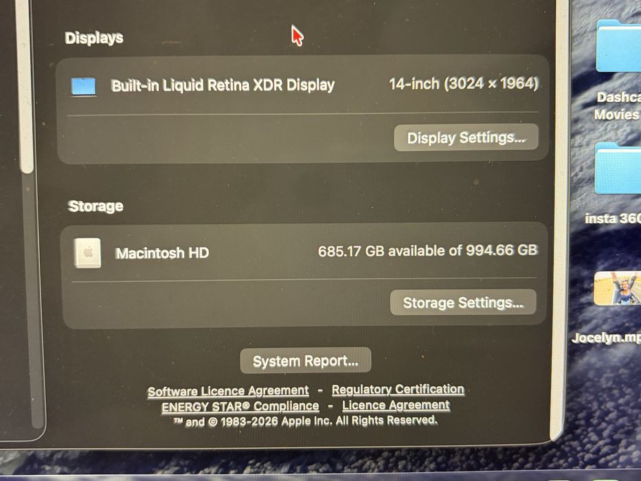 Apple Macbook Pro (M3 Pro) 14’’, 18GB Ram, 1T SSD, com Apple Car plus valido até Dezembro de 2026.
