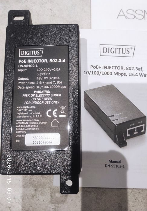 Zasilacz sieciowy PoE INJECTOR 48V