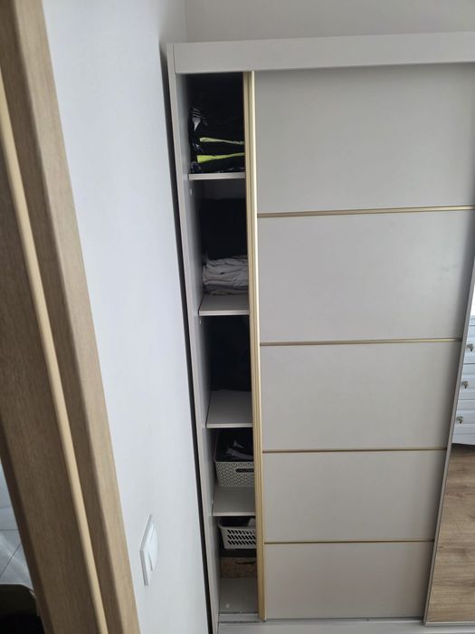 Szafa przesuwna z lustrem GOLD 250cm  kaszmirowa złote detale LED