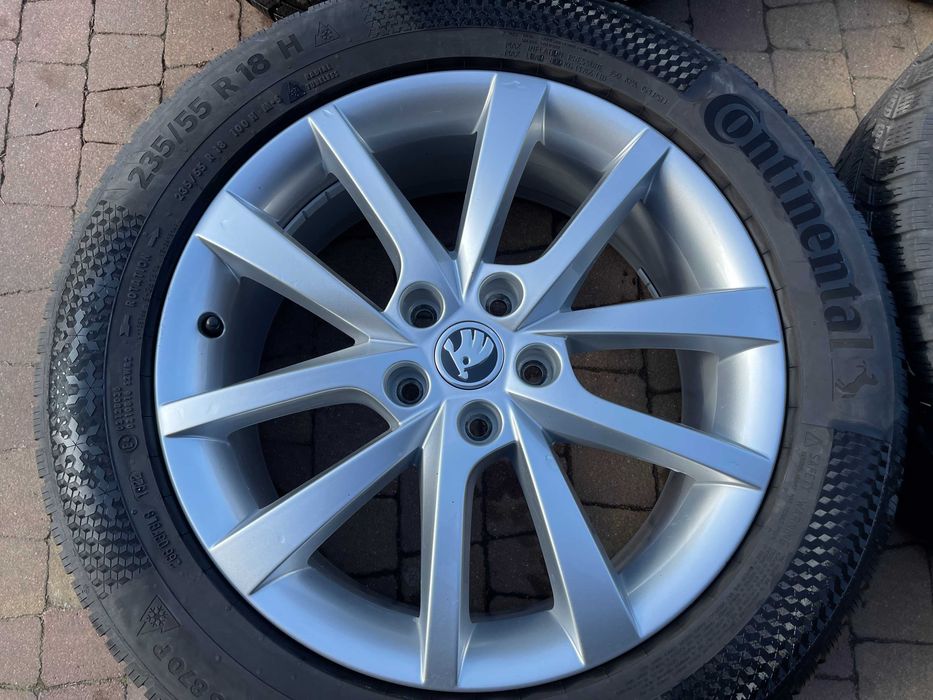 4056. Koła zimowe Kodiaq oryginalne 5x112 235/55/18 8.7mm 2025r Conti