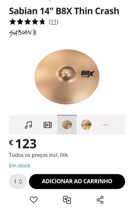 REBAIXA Prato Sabian B8X 14"/36cm