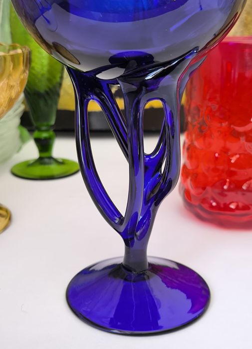 Kielich Krosno piękne stare kolorowe szkło