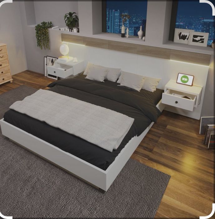 Cama de casal de madeira