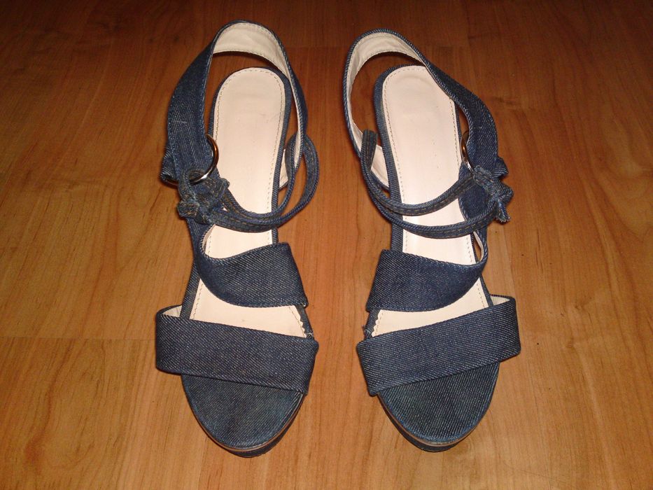 Sandały szpilki unikat na platformie koturnie jeans dżinsowe CCC r.38