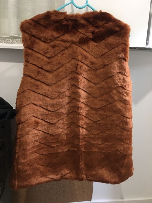 Colete de pele de cor castanho S