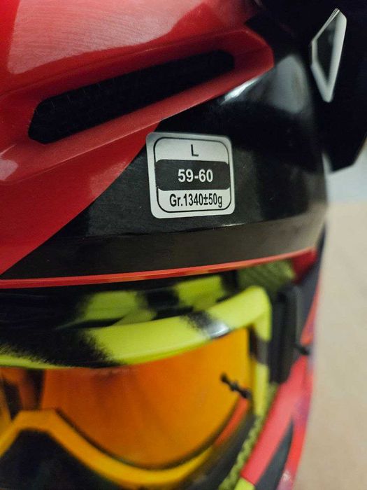 Capacete Fox Racing V1 Emotion (vermelho) L com óculos de proteção