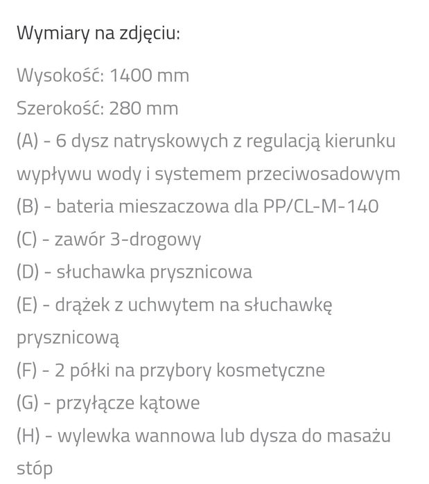 Panel prysznicowy