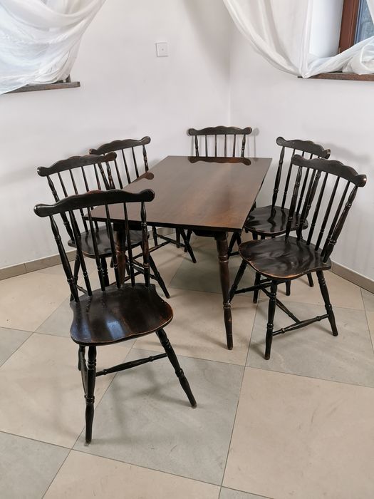 Zestaw stół i krzesła King Edward Jasienica PRL