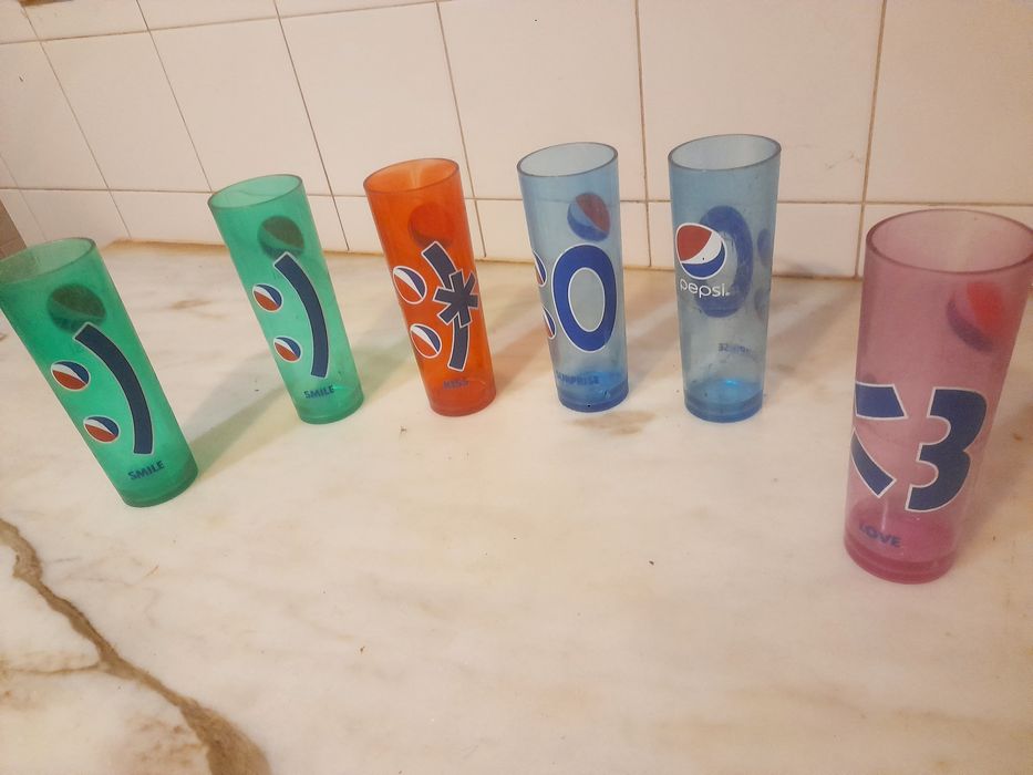 Conjunto de 6 Copos em Plástico Pepsi Vintage
