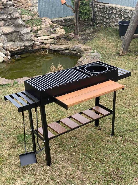 Мангал для шашлику на 13 шампурів метал 5 мм з підставкою під казан