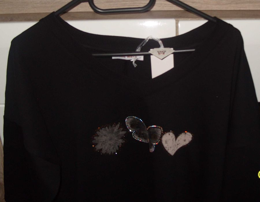 Bluzko Bluza Kwiatek _Serce_ Motyl  3/4 rękaw r. M/L