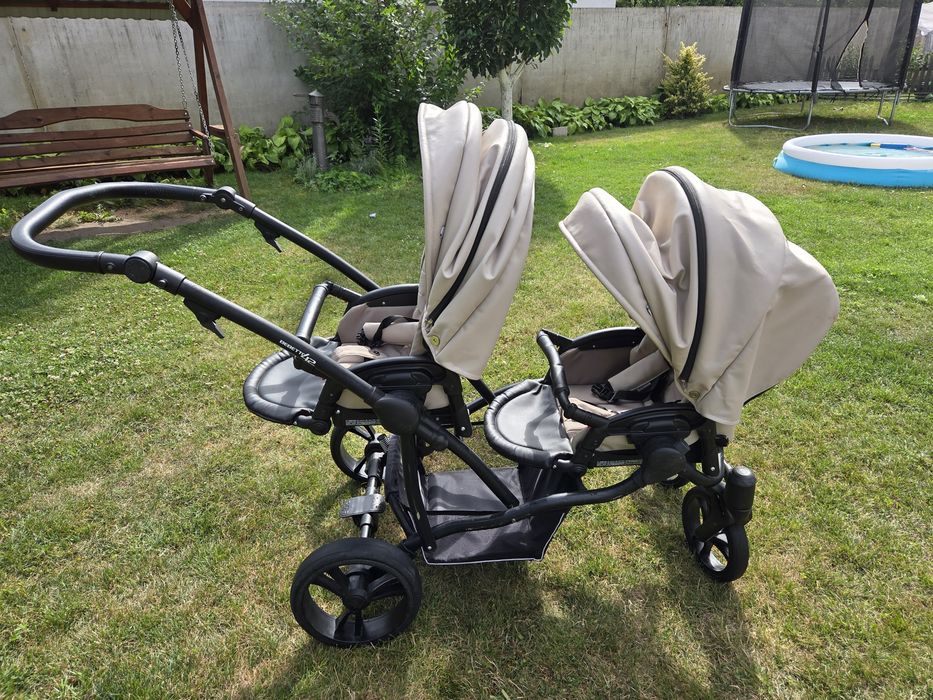 Коляска 2 в 1 (люлька і прогулянковий блок) Bebetto B 42 Pro бежева в