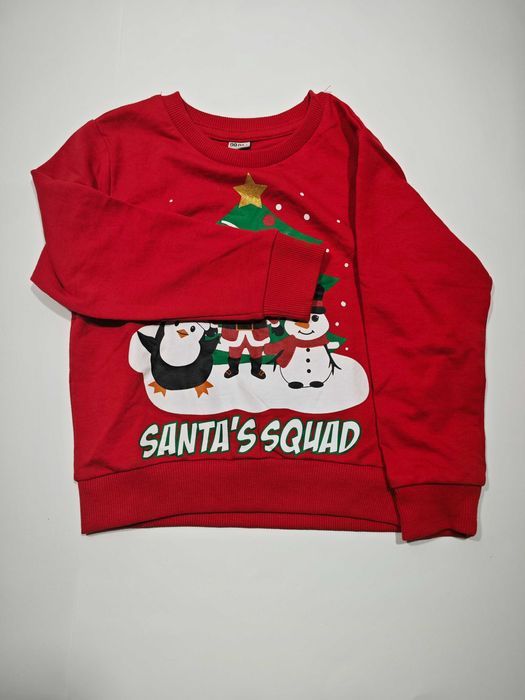 Świąteczna Koszulka Dziecięca Czerwona Choinka Mikołaj Bałwan 122/128
