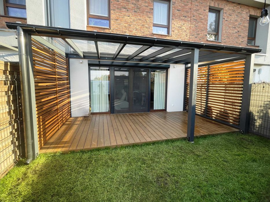 pergola, taras, altana, wiata, drewno BSH, poliwęglan, zadaszenie