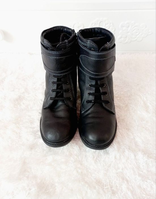 Демісезонні ботинки чоботи сапоги натуральна шкіра чорні для дівчинки