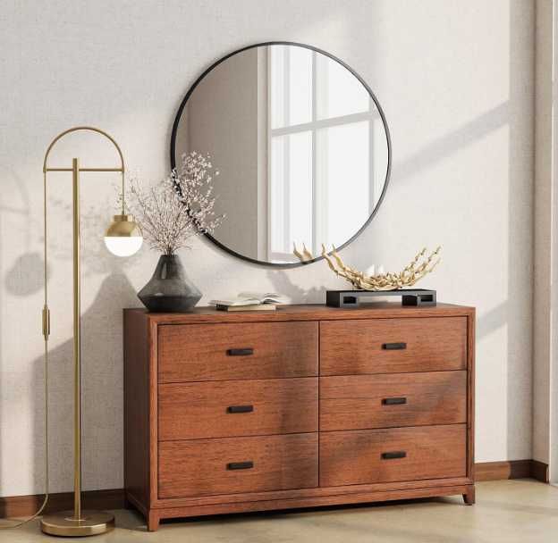 Lustro okrągłe BEAUTYPEAK 60 cm czarna aluminiowa rama