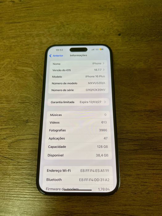 iPhone 16 Plus 128GB Preto – 100% Bateria – Novo -Garantia até 2027