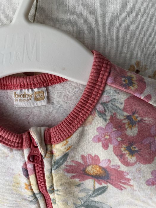 80 lindex bluza bezowa suwak bawelna kwiaty