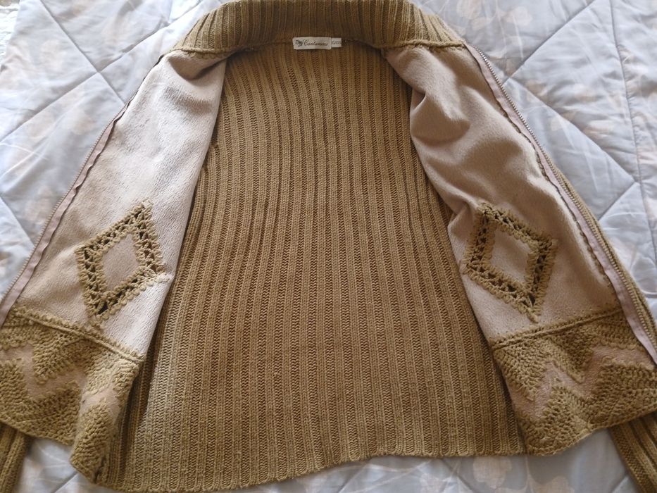 Casaco de malha e tipo camurça, tamanho XL/XXL