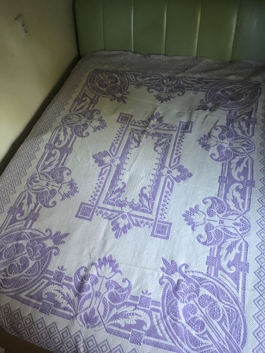 Покрывало вязанное шерстяное,хб плотное