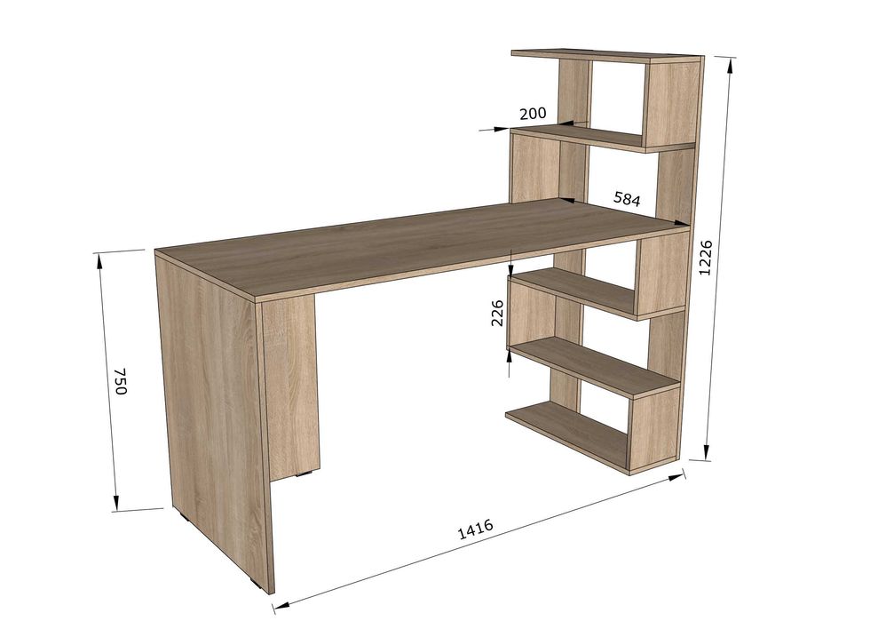 Стол компьютерный с полками (стеллажем) СТК-05. АКЦИЯ!