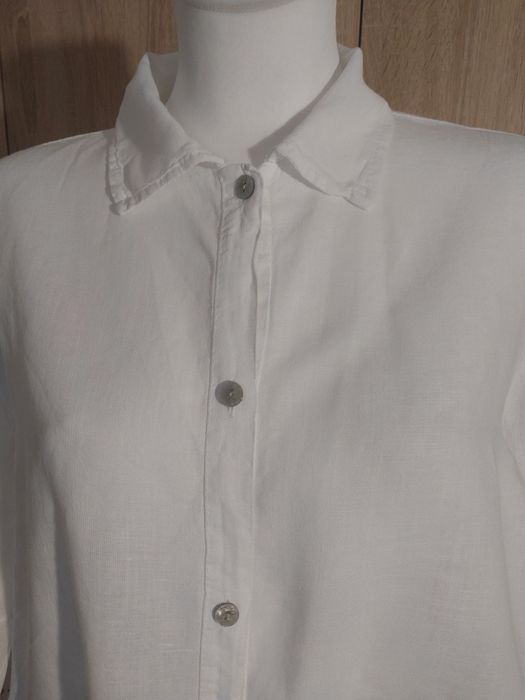 Elegancka biała koszula z lnu – Made in Italy – jak nowa!