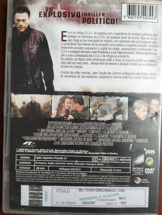 DVD Território Inimigo (Van Damme)