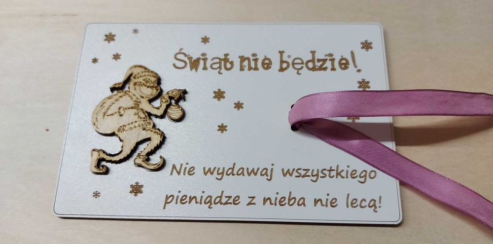 Świąteczny Bon Podarunkowy prezent Grinch Świąt nie będzie! 11,5x17,8