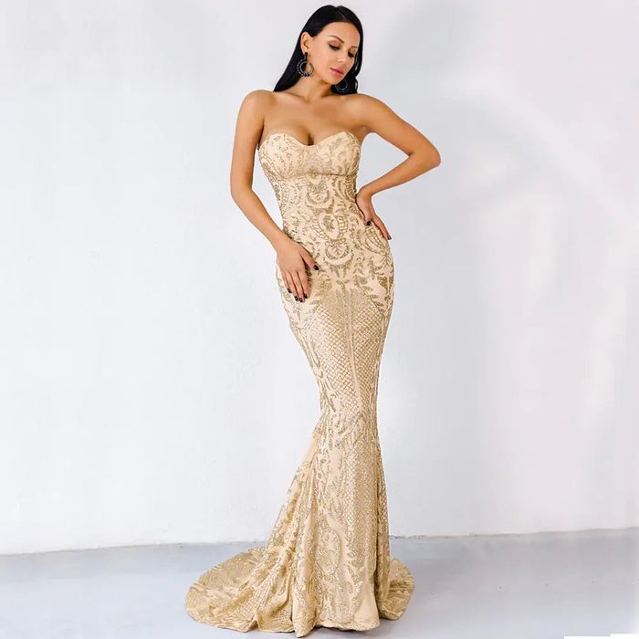 Elegant Off-Shoulder Sequin Geomet ric Party Dress