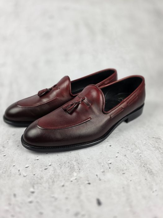 Buty męskie mokasyny faber handmade 41 skórzane nowe wizytowe eleganckie bordowe  ręcznie robione