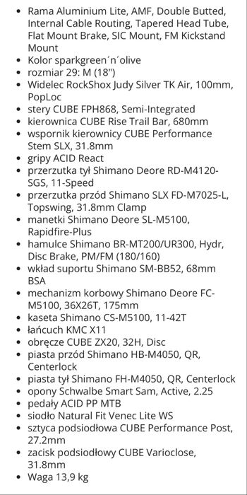 ROWER Cube Access WS Race Mountain Bike 2024 Spark Green/Olive