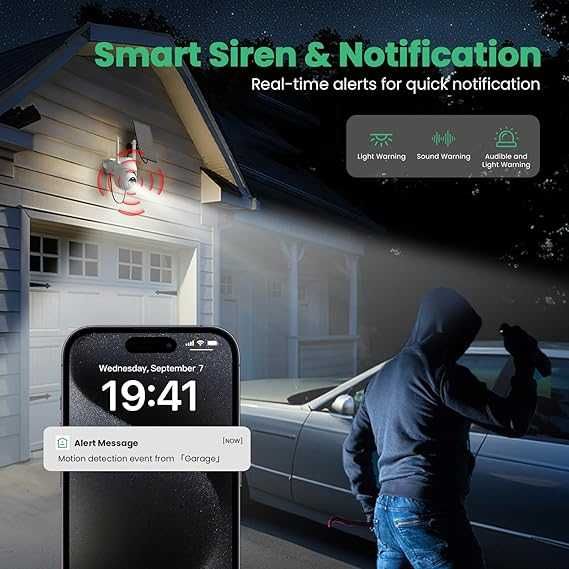 Câmara de vigilância WiFi sem fios 360 ° placa solar visão noturna cor