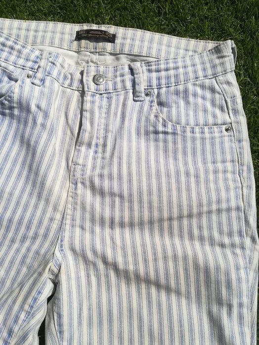 calças riscas azuis pull and bear 38