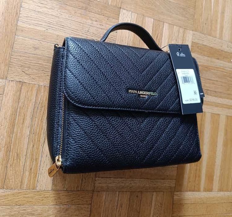 Czarna skórzana torebka damska na ramię Karl Lagerfeld - nowa