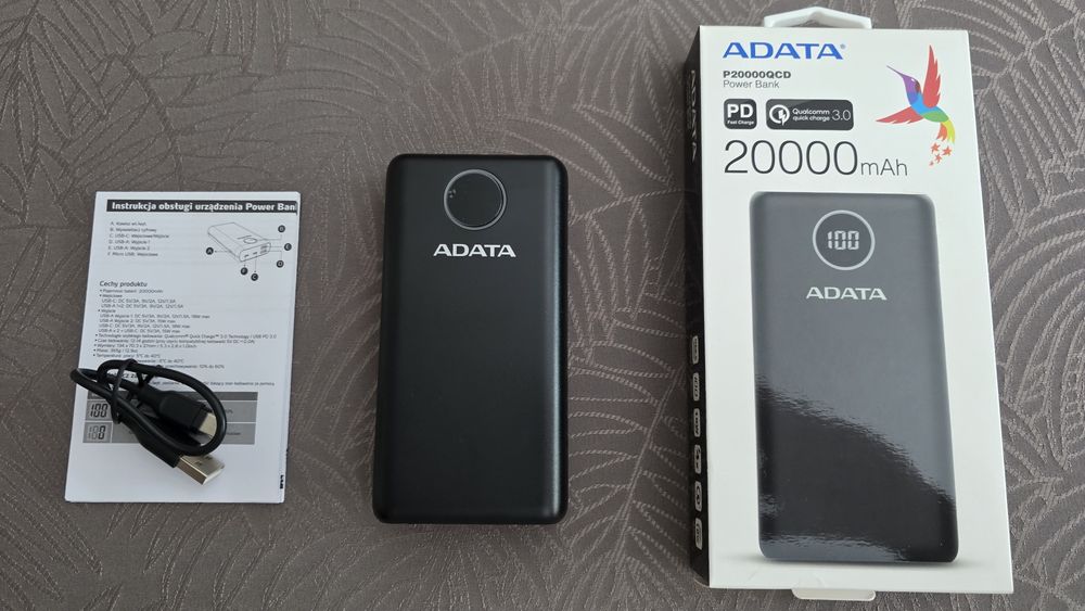 Powerbank ADATA P20000QCD, 20 000mAh, Quick Charge 3.0 - NOWY