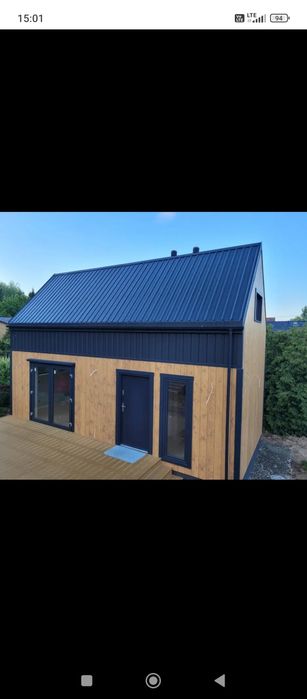 Budowa domów  z dachem -elewacja-kostka