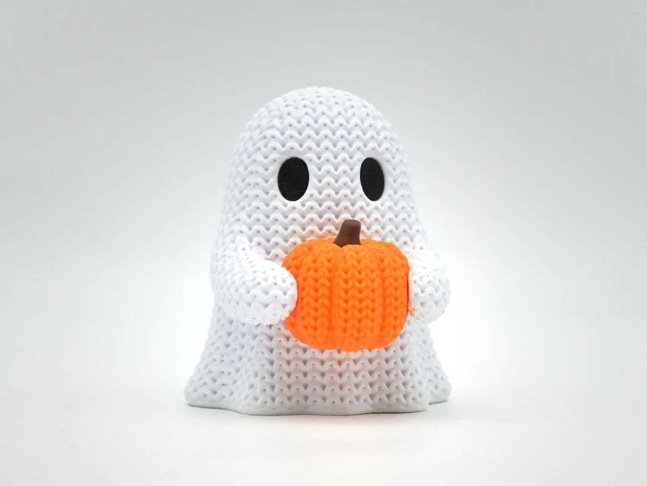 Bonecos 3D Halloween (efeito tricô) — Fantasma, Morcego, Gato Preto.