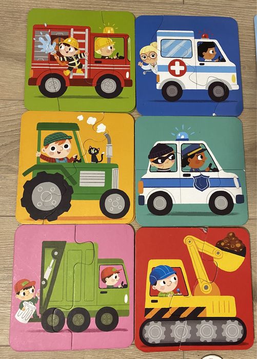 Puzzle połówki, kształty, czynnosci