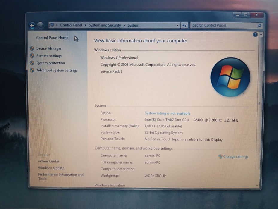 Lenovo ThinkPad R500   win 7/ Ram 4/ cor 2 duo p8400 2.27ghz/ 80 hdd