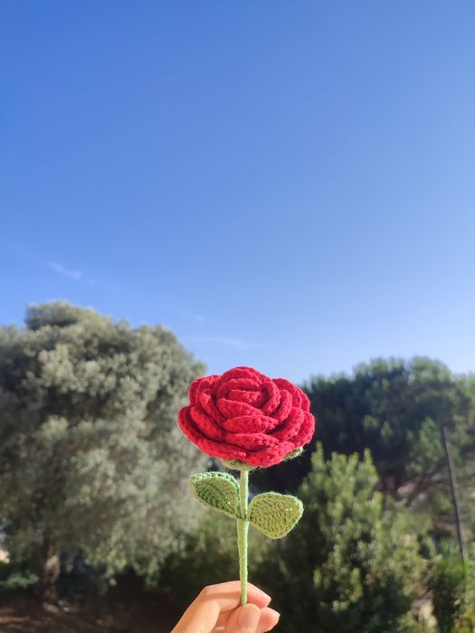 Rosa de crochê cores variadas feito à mão