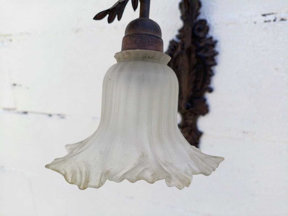 Candeeiro parede metal e tulipa vidro 1 lume