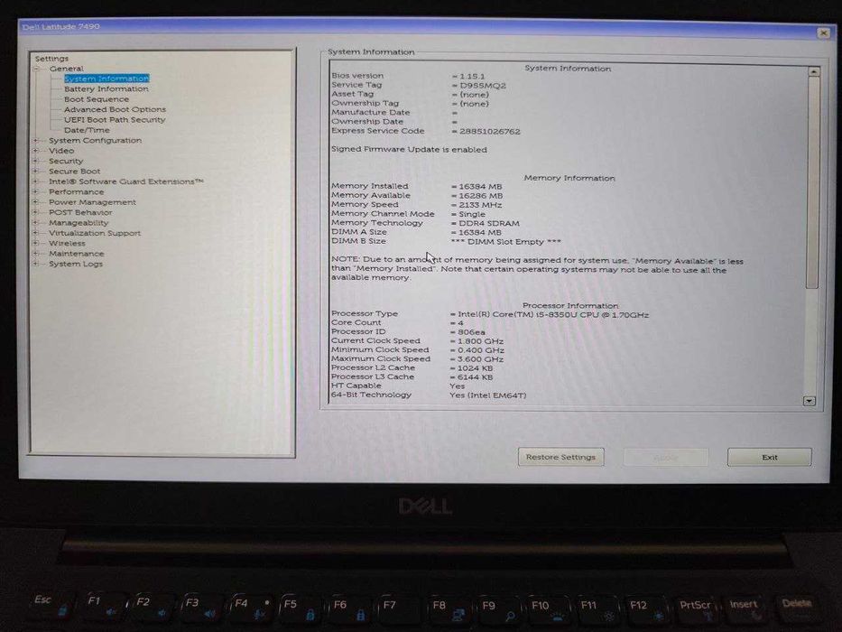 Ультрабук Dell Latitude 7490 - Core i5-8350U (4/8) | 14" IPS | 16 gb | 256 gb SSD