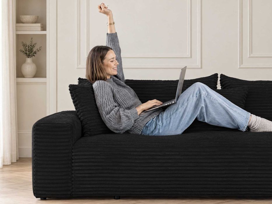 Sofa Cordo – 265 x 105 cm z funkcją spania i pojemnikiem, sztruks Tilia, polska produkcja